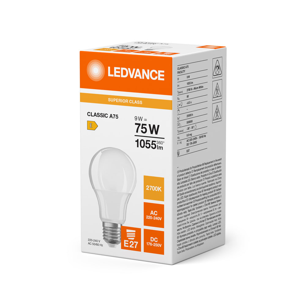LEDVANCE - Lampade LED Classic per strutture, 9W 827 Frosted E27