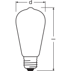 LEDVANCE - Lampadina LED, 6.5W, 827, E27, Filamento, Stile Vintage, 6.5W, 827, Opaco, E27