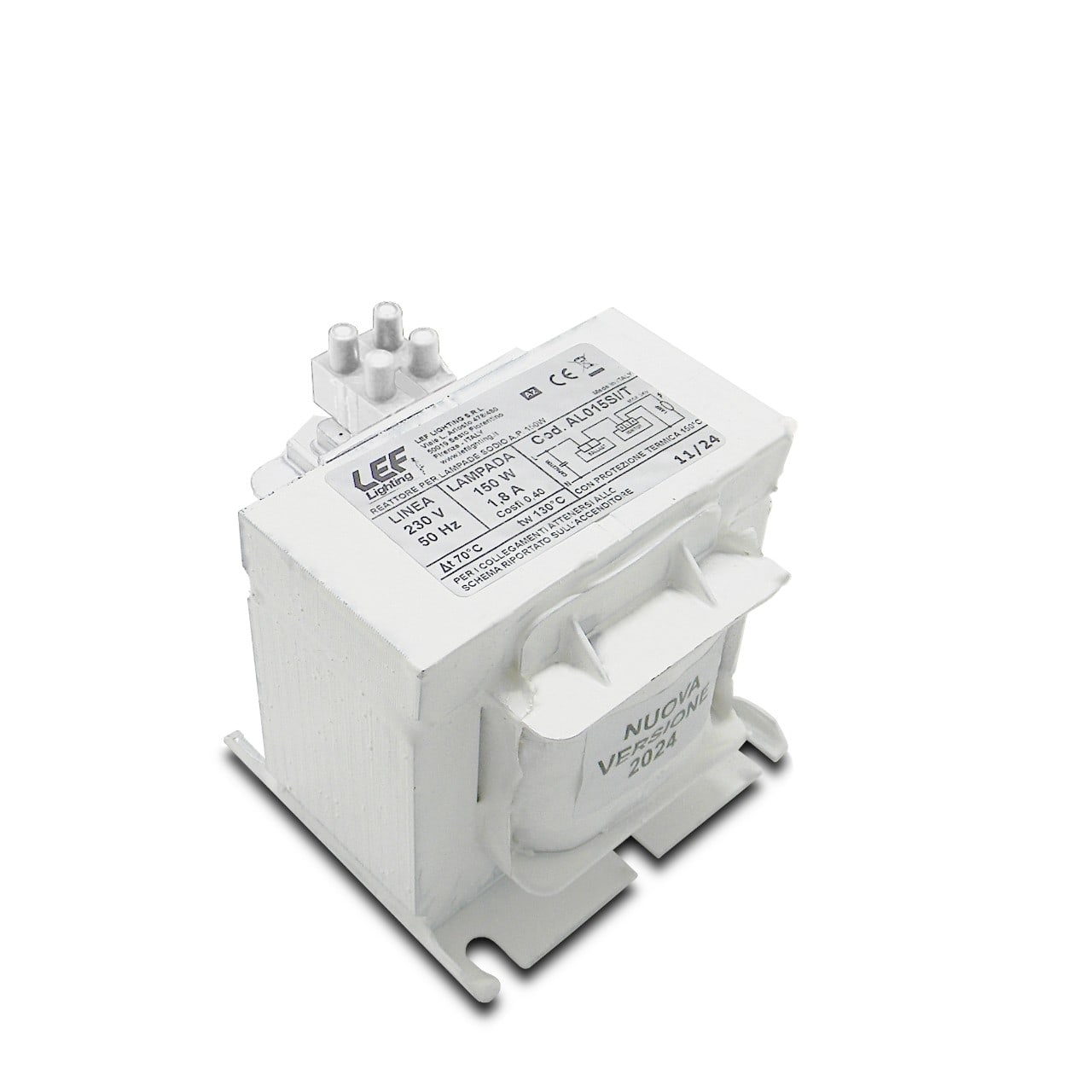 LEF LIGHTING - REATTORE ELETTROMECC. CON TERM.PER LAMP.SC. SODIO A.P. (S) E IODURI 150W 1,8A