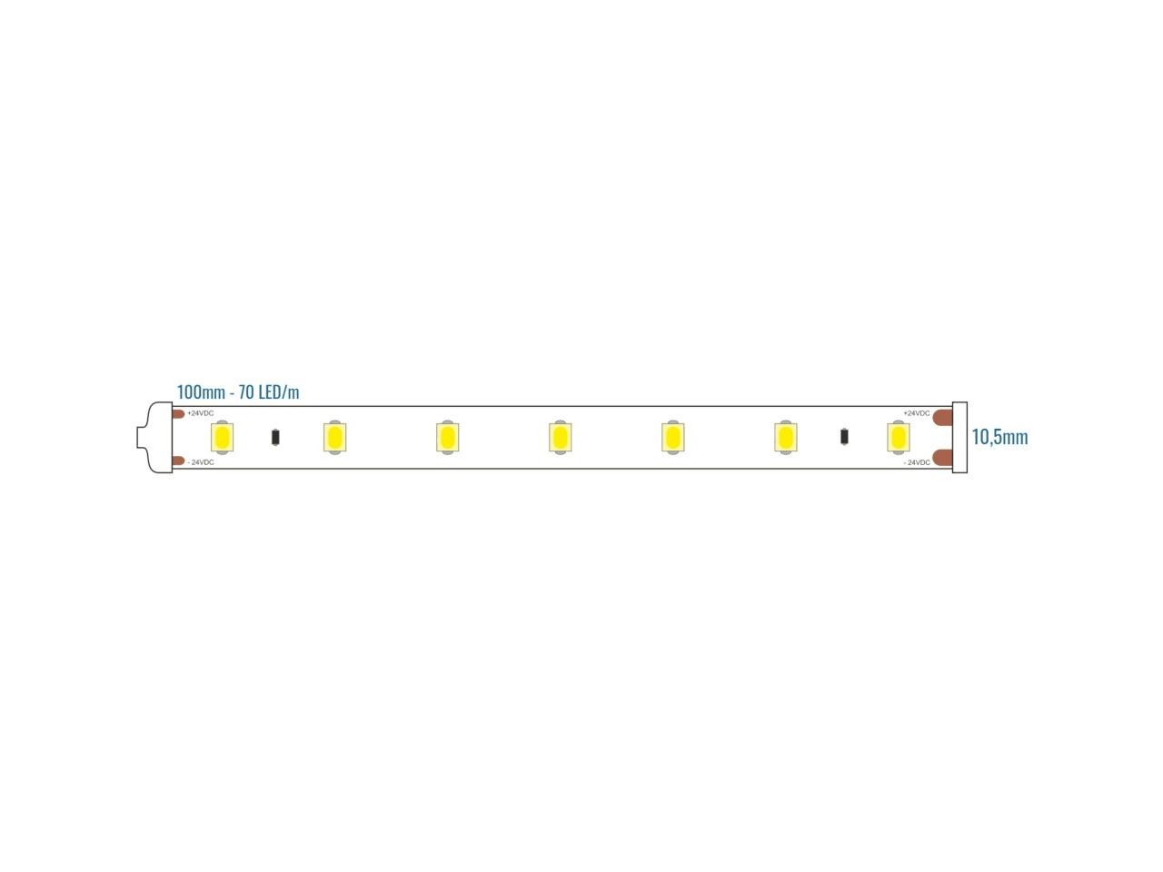 LEF LIGHTING - STRIP LED 2835 HIGH EFFICIENCY 24V 4,8W 3000°K 570LM IP68