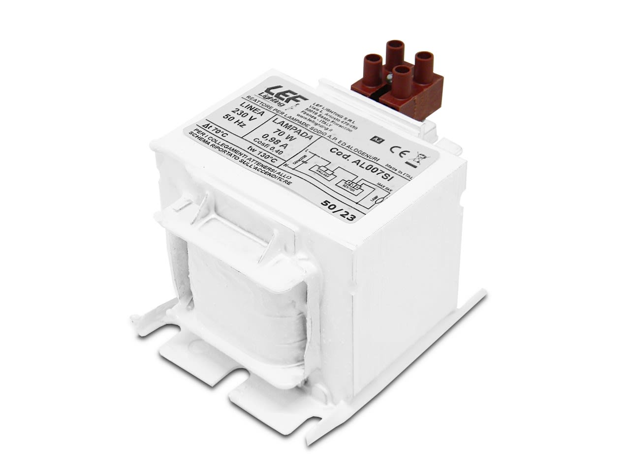 LEF LIGHTING - REATTORE ELETTROMECC. PER LAMPADE A SCARICA SODIO A.P. (S) E IODURI 70W 0,98A