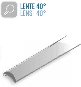 LEF LIGHTING - COVER 01 LENTE 40° 2M PC per profilo IN07/IN14/IC01/AP01/AP02/AP03