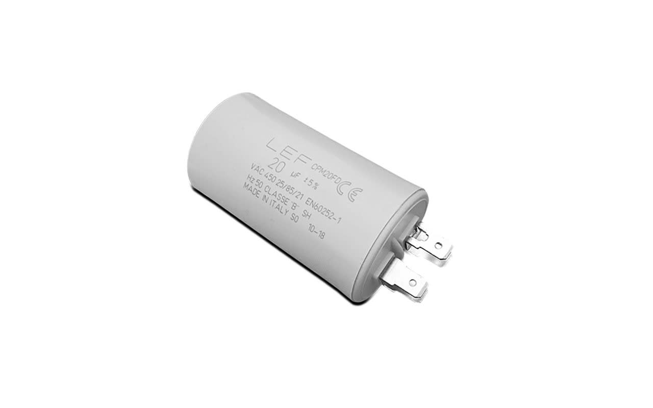 LEF LIGHTING - CONDENSATORE PER AVVIAMENTO MOTORI 12µF 450Vac con terminali FASTON DOPPIO