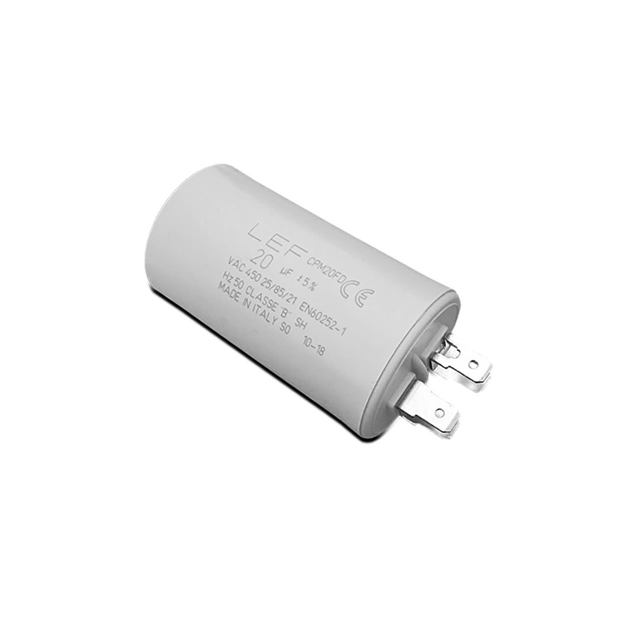 LEF LIGHTING - CONDENSATORE PER AVVIAMENTO MOTORI 1µF 450Vac con terminali FASTON DOPPIO CPM1FD