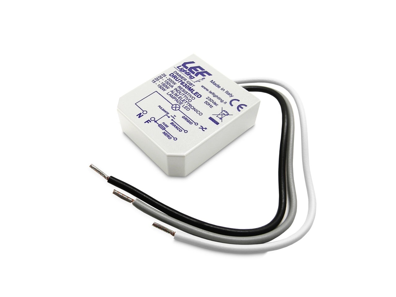 LEF LIGHTING - VARIALUCE UNIVERSALE con uscita a Taglio di Fase 230Vac (TE) 3 FILI DRU7630MLED