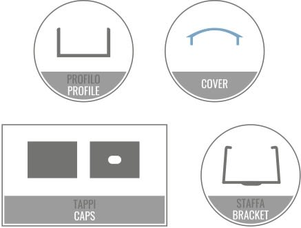 LEF LIGHTING - KIT 2M AP02 + OP01 + TAPPI + STAFFE