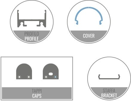 LEF LIGHTING - KIT 2M AS01 + OP02 + TAPPI + STAFFE