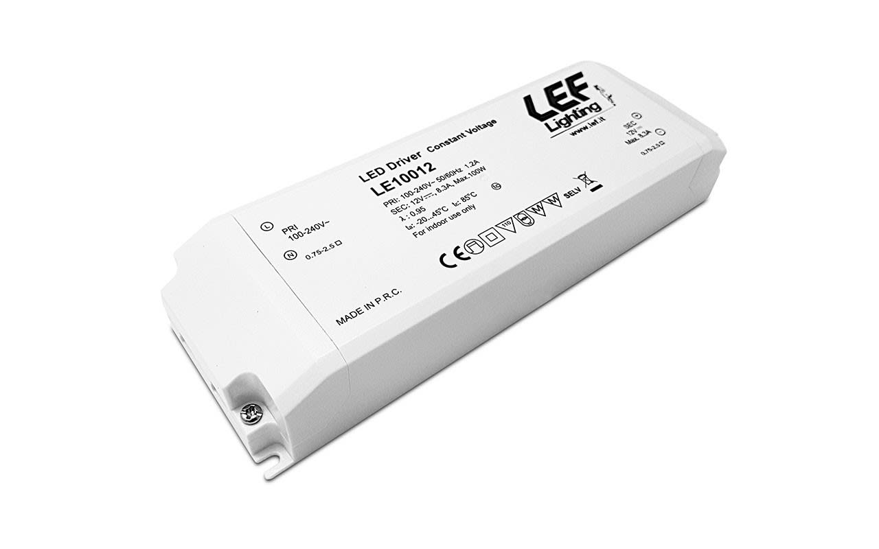 LEF LIGHTING - ALIMENTATORE LED TENSIONE COSTANTE 12Vdc 100W IP20 ON/OFF LE10012