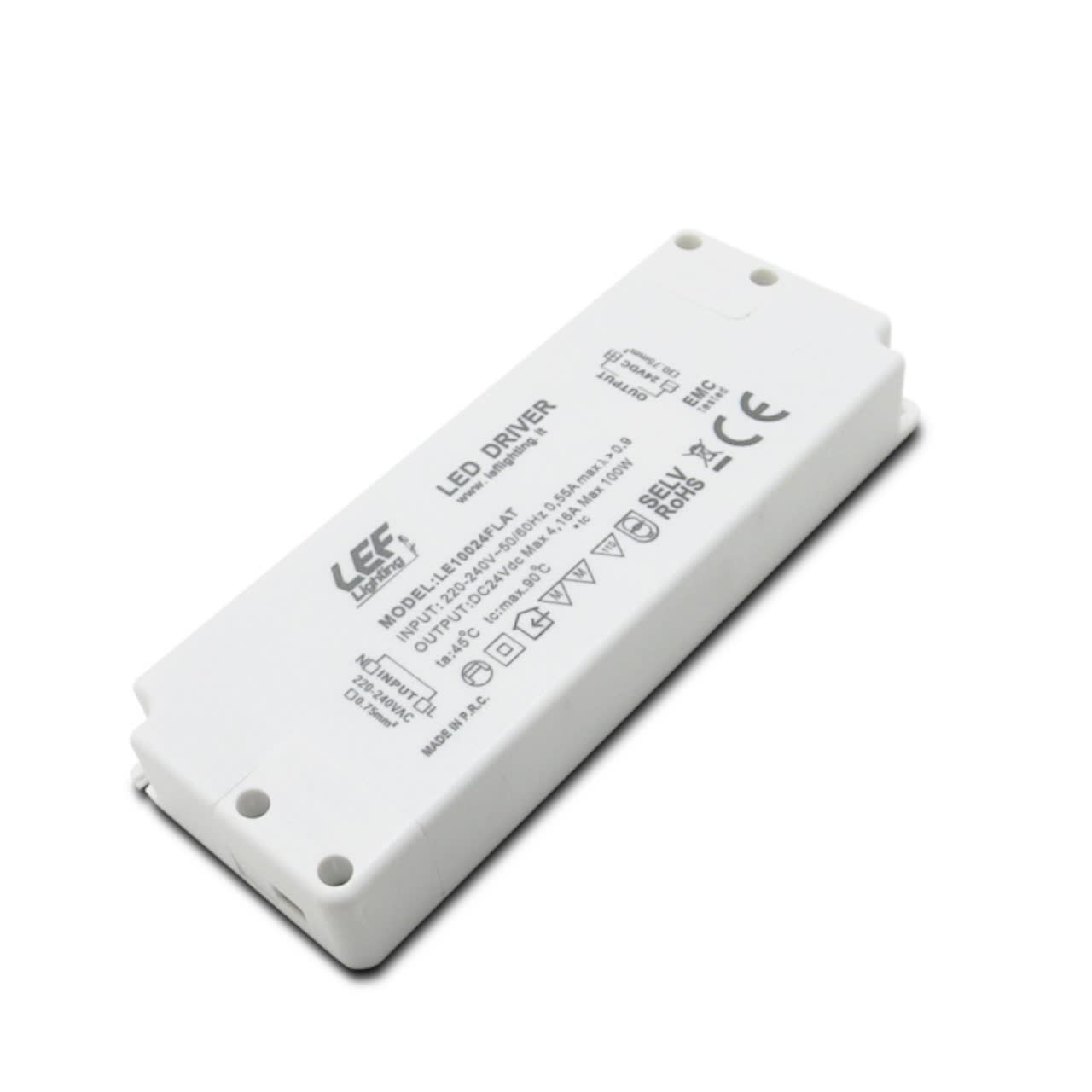 LEF LIGHTING - ALIMENTATORE LED TENSIONE COSTANTE 100W 24VDC FLAT IP20 ON/OFF LE10024FLAT