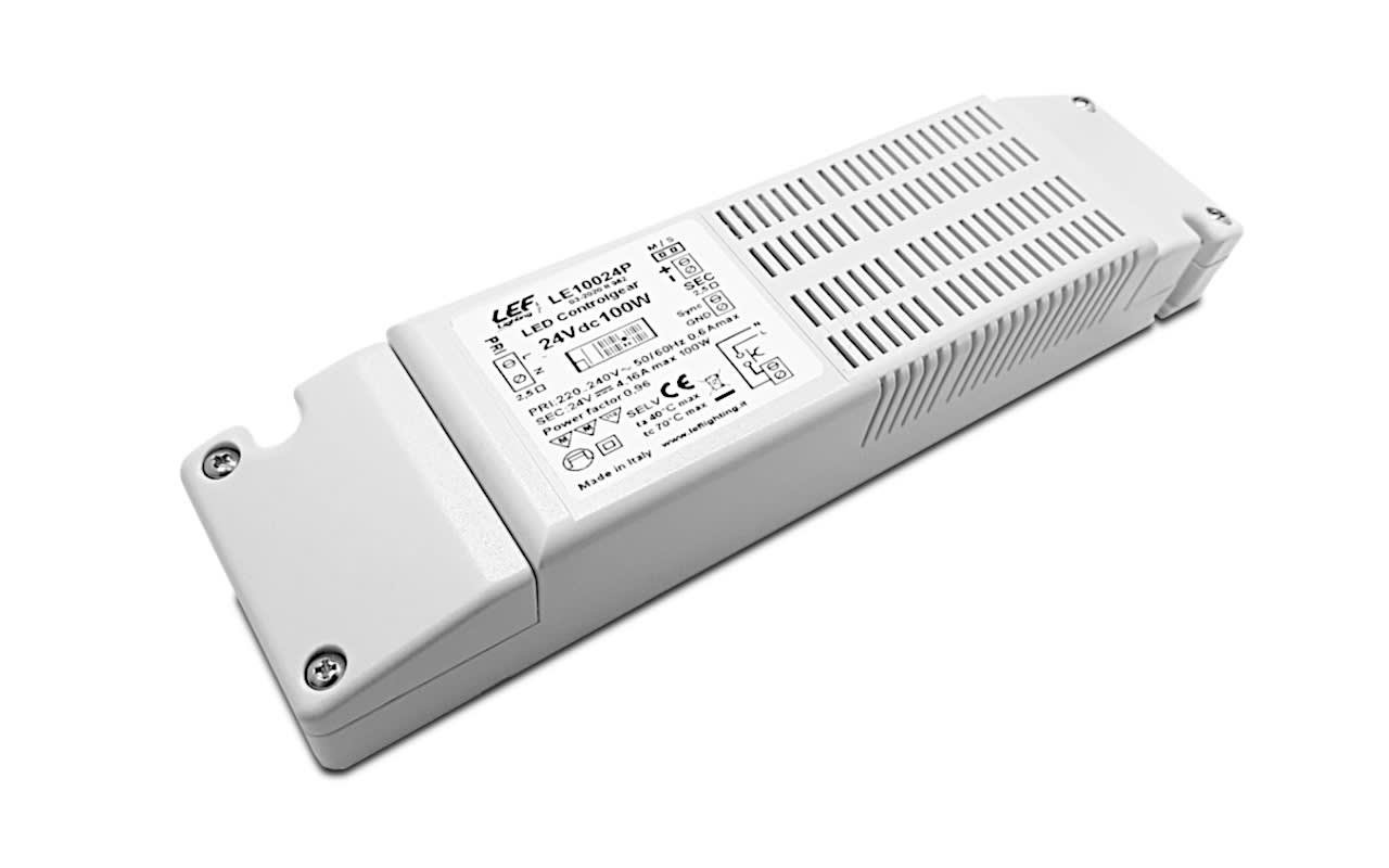 LEF LIGHTING - ALIMENTATORE LED TENSIONE COSTANTE 24Vdc 100W IP20 Dimmerabile PUSH