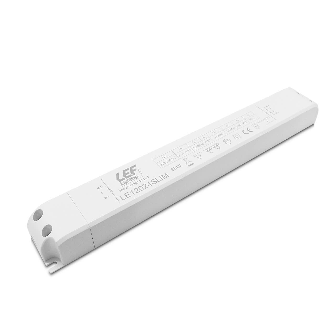 LEF LIGHTING - ALIMENTATORE LED TENSIONE COSTANTE 24Vdc 120W SLIM IP20 ON/OFF