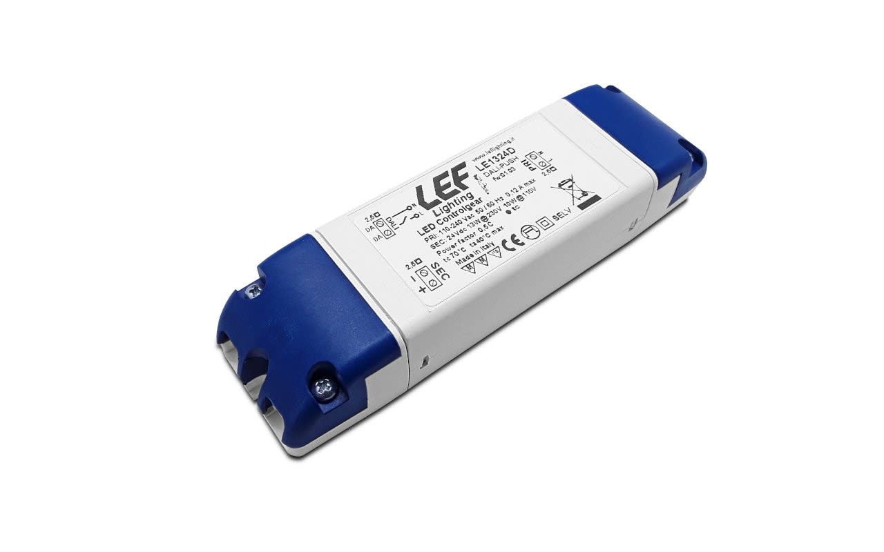 LEF LIGHTING - ALIMENTATORE LED TENSIONE COSTANTE 13W 24VDC IP20 DIMMERABILE DALI/PULSANTE LE1324D