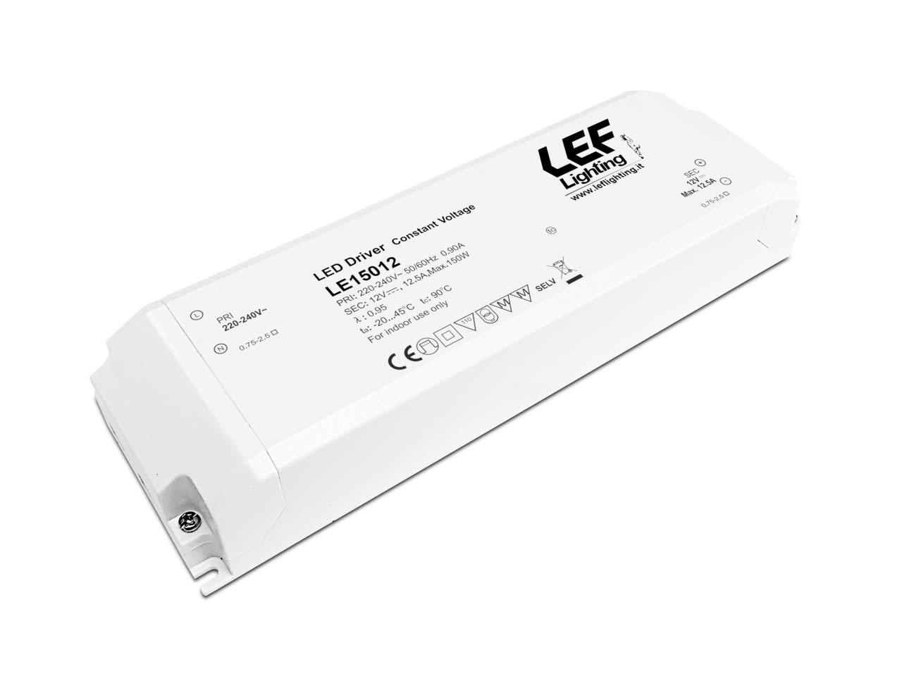 LEF LIGHTING - ALIMENTATORE LED TENSIONE COSTANTE 150W 12VDC IP20 ON/OFF LE15012
