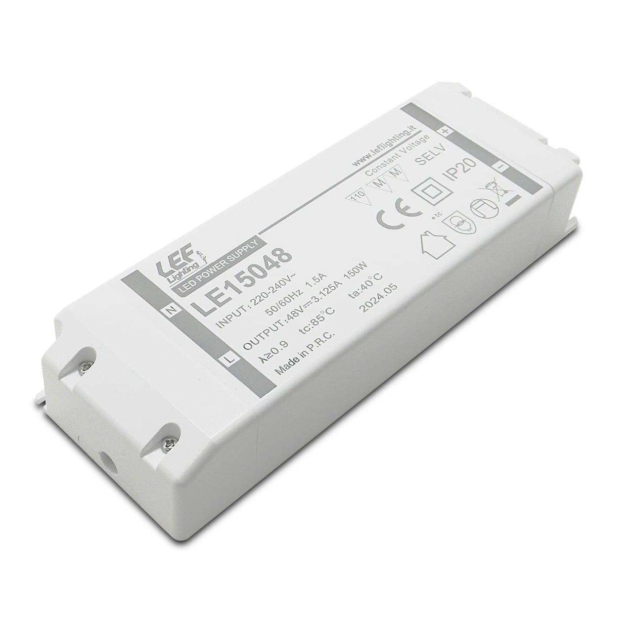 LEF LIGHTING - ALIMENTATORE LED TENSIONE COSTANTE 150W 48Vdc IP20 ON/OFF