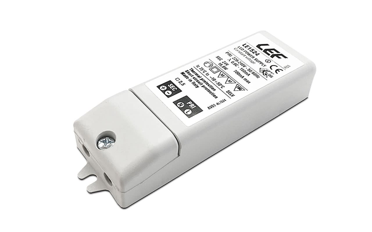 LEF LIGHTING - ALIMENTATORE LED TENSIONE COSTANTE 24Vdc 16,8W IP20 ON/OFF LE1524