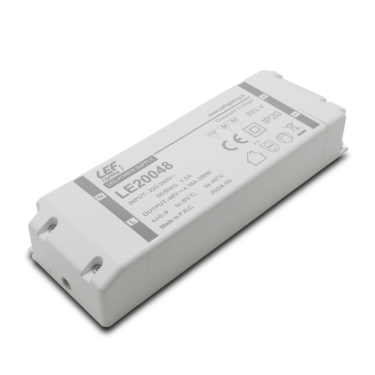 LEF LIGHTING - ALIMENTATORE LED TENSIONE COSTANTE 200W 48Vdc IP20 ON/OFF LE20048