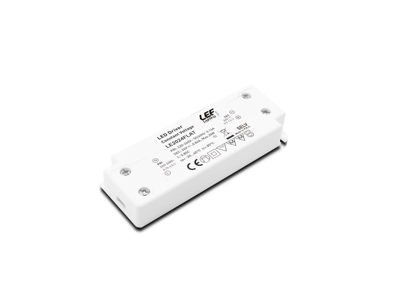 LEF LIGHTING - ALIMENTATORE LED TENSIONE COSTANTE 20W 24Vdc FLAT IP20 ON/OFF