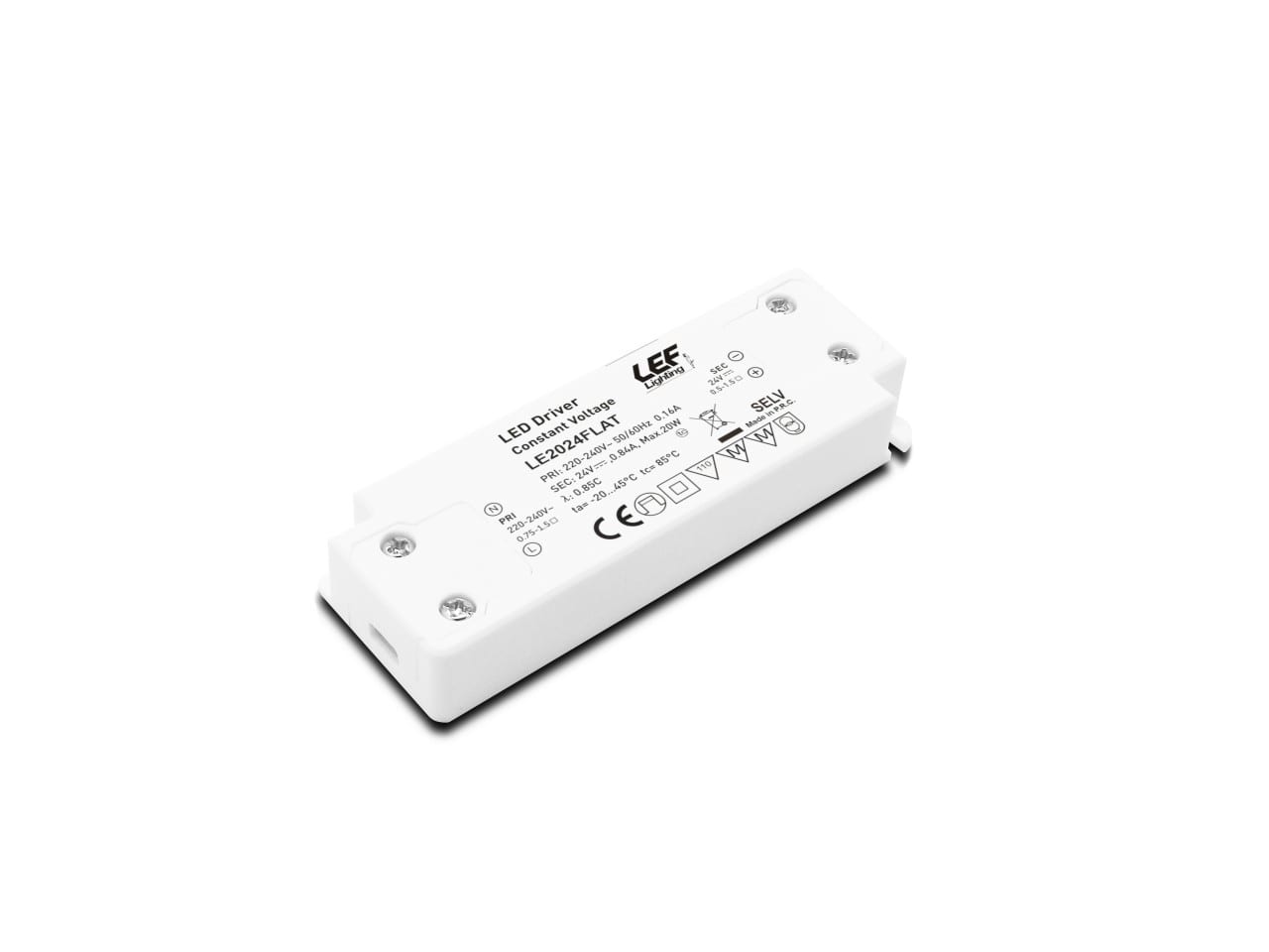 LEF LIGHTING - ALIMENTATORE LED TENSIONE COSTANTE 20W 24Vdc FLAT IP20 ON/OFF