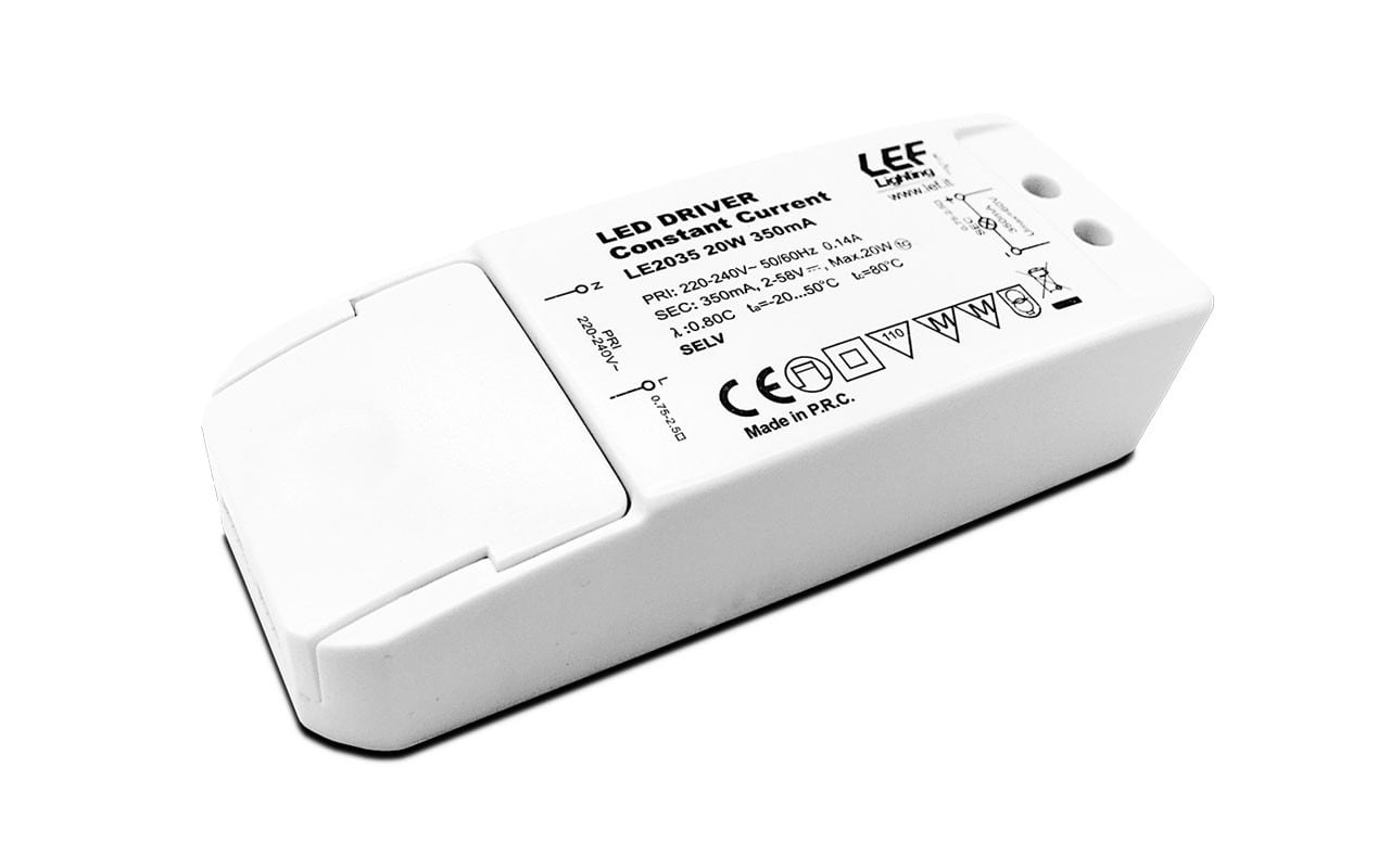 LEF LIGHTING - ALIMENTATORE LED CORRENTE COSTANTE 350mA 2-58Vdc 20W IP20 ON/OFF