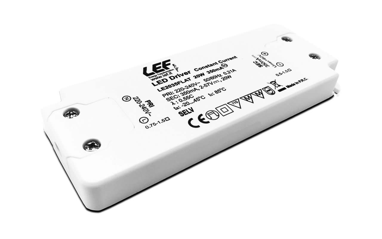 LEF LIGHTING - ALIMENTATORE LED CORRENTE COSTANTE 350mA 2-57Vdc 20W FLAT IP20 ON/OFF LE2035FLAT