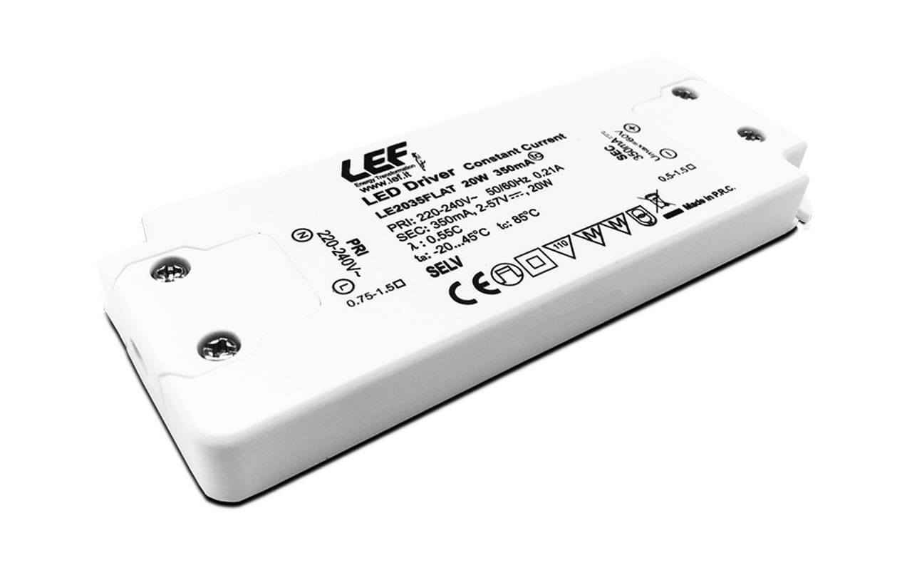 LEF LIGHTING - ALIMENTATORE LED CORRENTE COSTANTE 700mA 2-29Vdc 20W FLAT IP20 ON/OFF