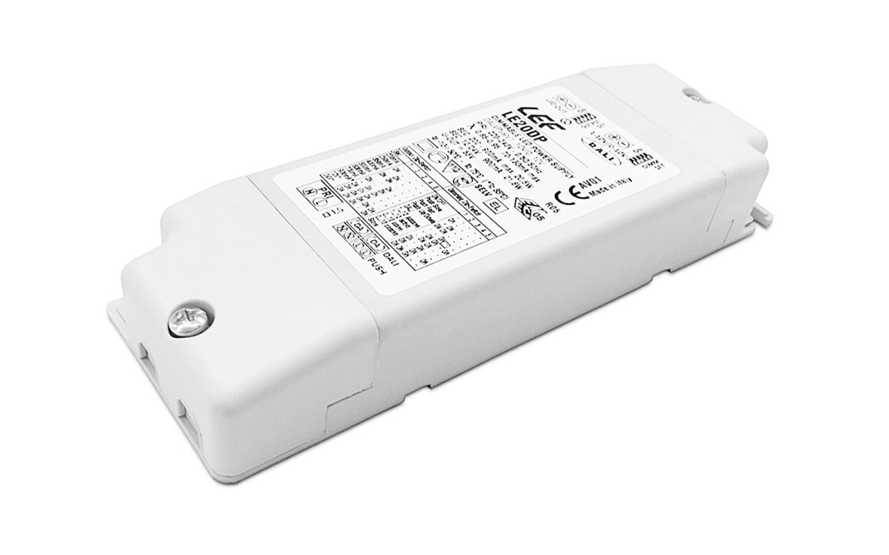 LEF LIGHTING - ALIMENTATORE LED MULTICORRENTE COSTANTE 200÷900mA 9,2÷28W IP20 DALI/PUSH/0/1-