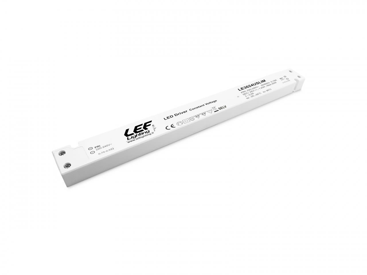 LEF LIGHTING - ALIMENTATORE LED TENSIONE COSTANTE 30W 24VDC ULTRASLIM IP20 ON/OFF LE3024USLIM