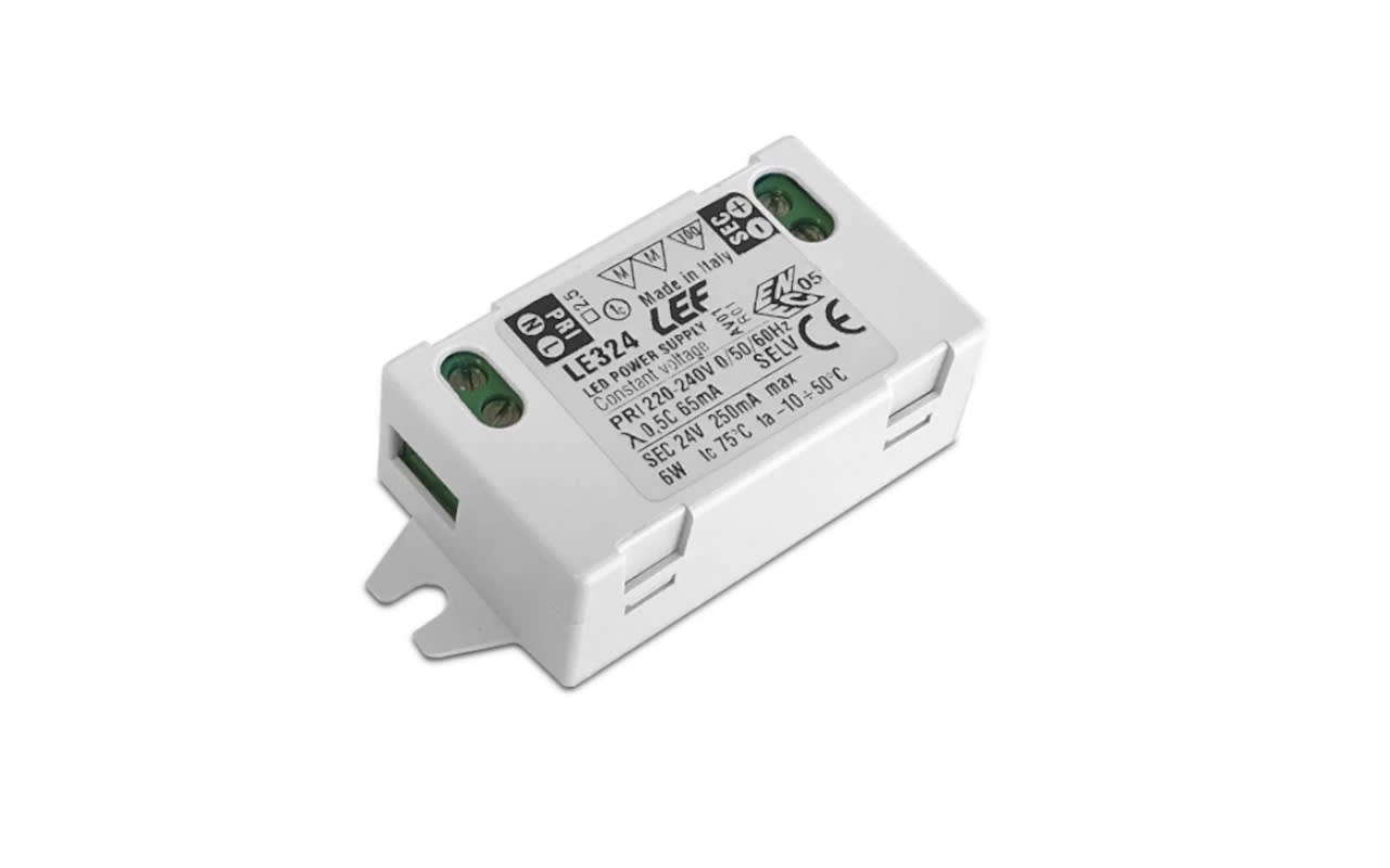 LEF LIGHTING - ALIMENTATORE LED TENSIONE COSTANTE 24Vdc 6W IP20 ON/OFF LE324