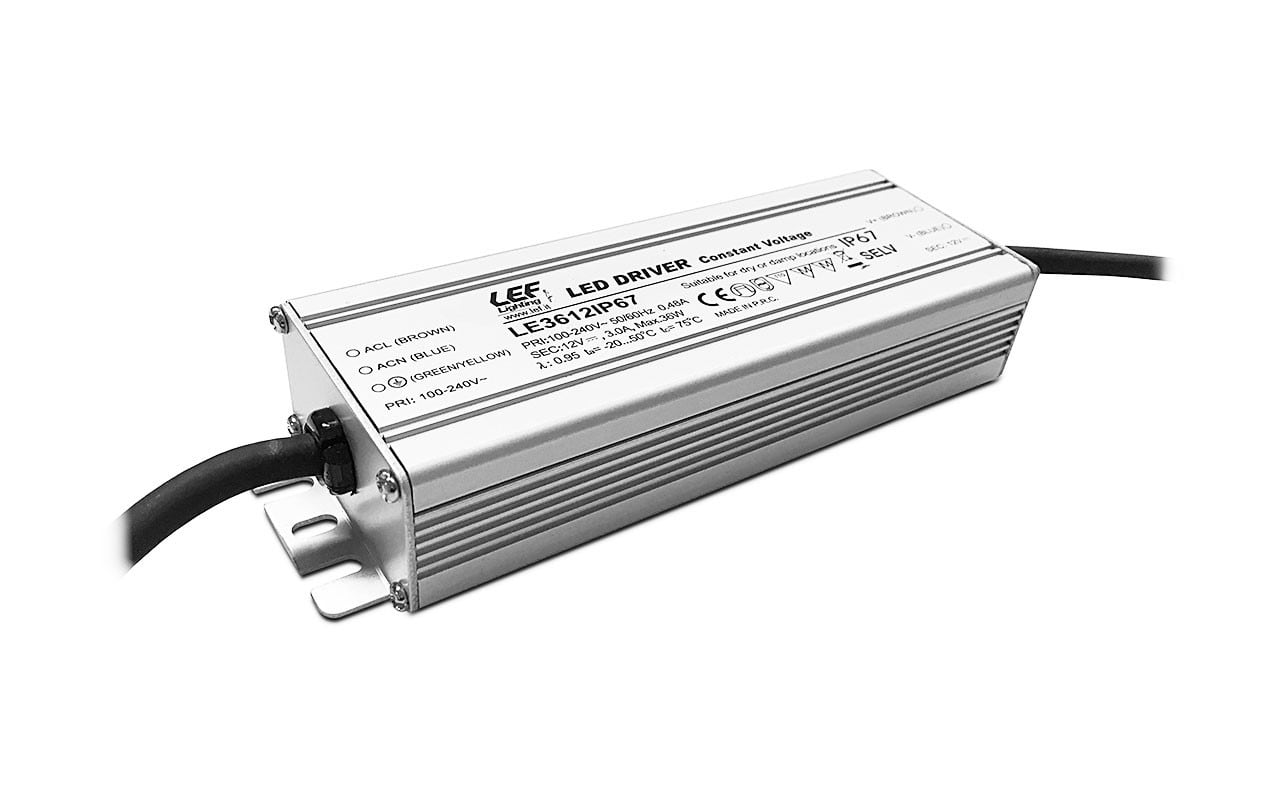 LEF LIGHTING - ALIMENTATORE LED TENSIONE COSTANTE 12Vdc 36W IP67 ON/OFF