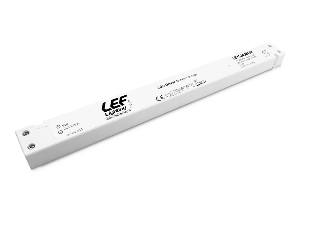 LEF LIGHTING - ALIMENTATORE LED TENSIONE COSTANTE 75W 24VDC ULTRASLIM IP20 ON/OFF LE7524USLIM