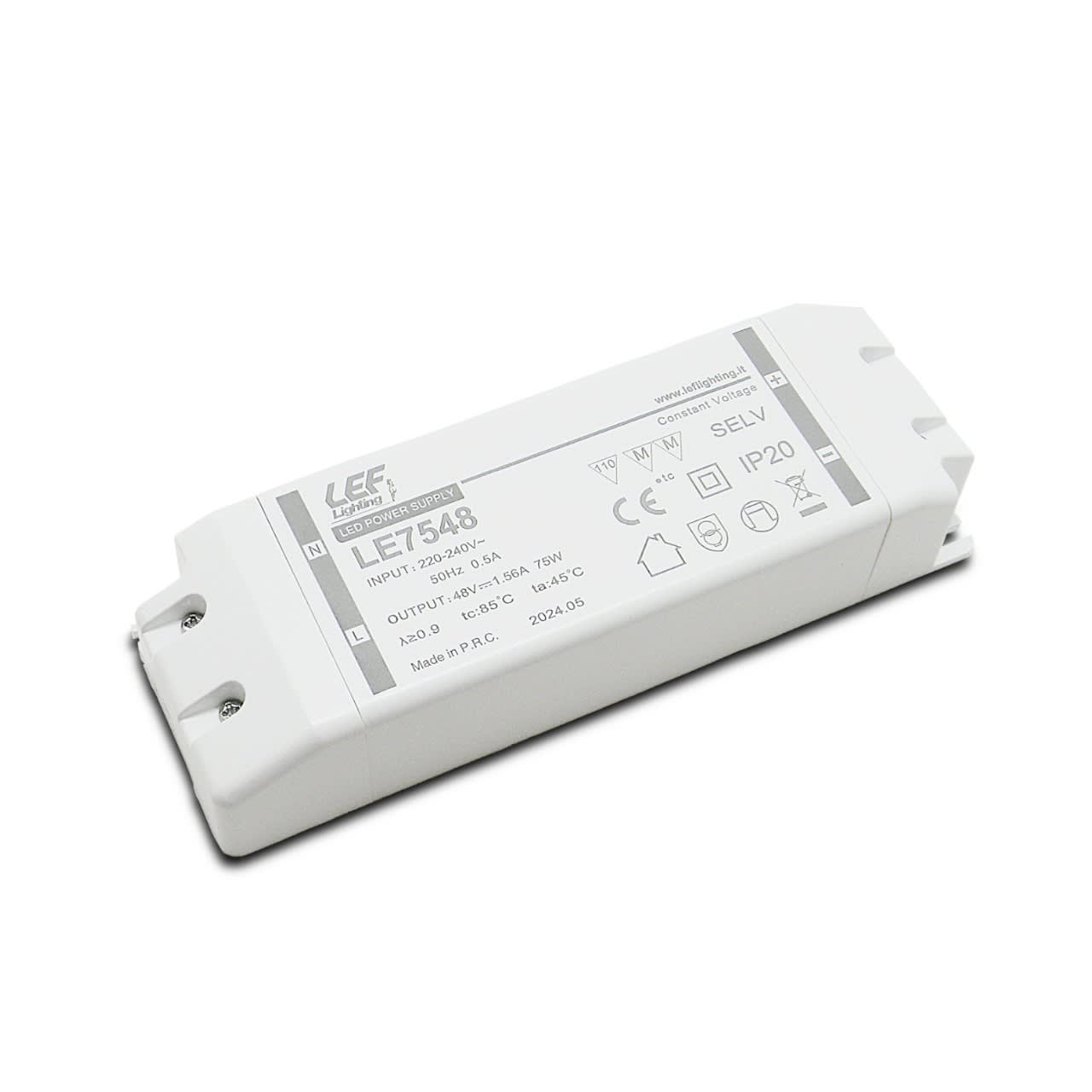 LEF LIGHTING - ALIMENTATORE LED TENSIONE COSTANTE 48Vdc 75W IP20 ON/OFF