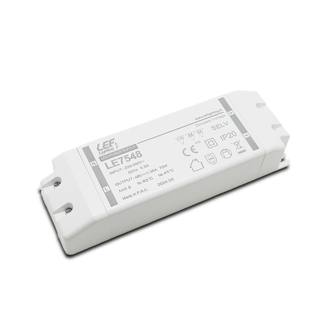 LEF LIGHTING - ALIMENTATORE LED TENSIONE COSTANTE 48Vdc 75W IP20 ON/OFF
