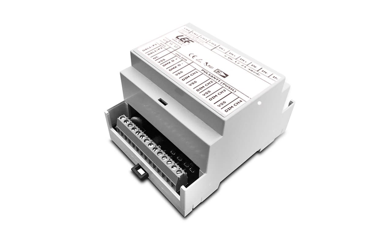LEF LIGHTING - CENTRALINA 4CH RGBW 12-24-48Vdc 170÷1050mA comandabile a PULSANTE
