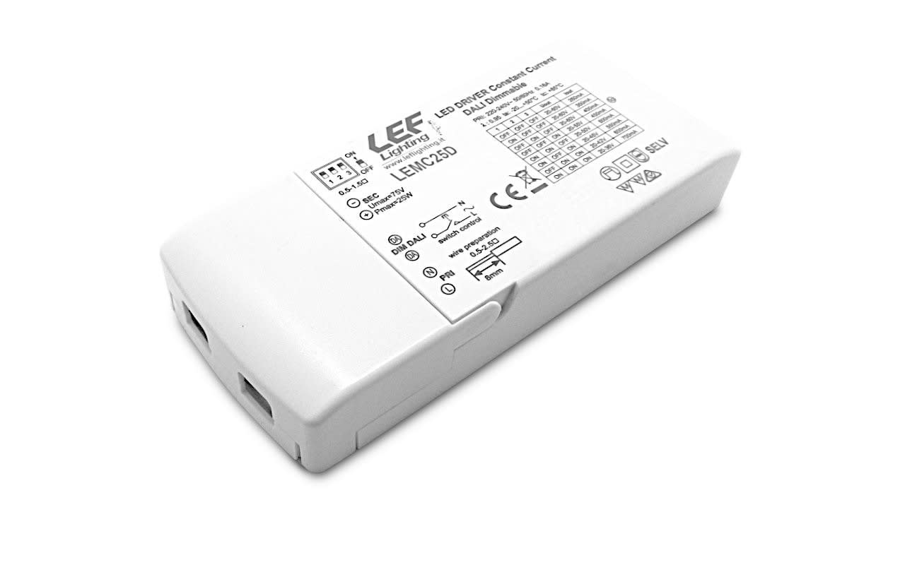 LEF LIGHTING - ALIMENTATORE LED DRIVER 260÷700MA 16÷25W DIMMERABILE CON SEGNALE DALI/PULSANT LEMC25D