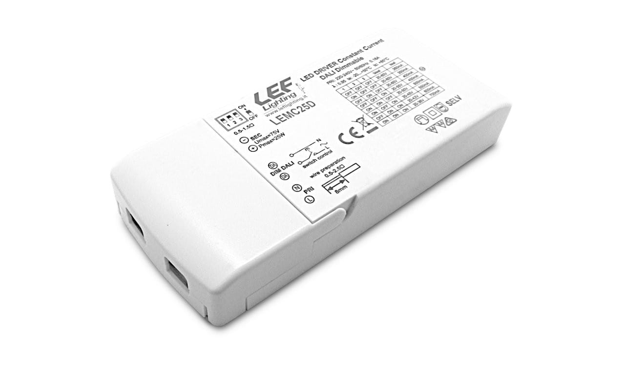 LEF LIGHTING - ALIMENTATORE LED DRIVER 260÷700MA 16÷25W DIMMERABILE CON SEGNALE DALI/PULSANT