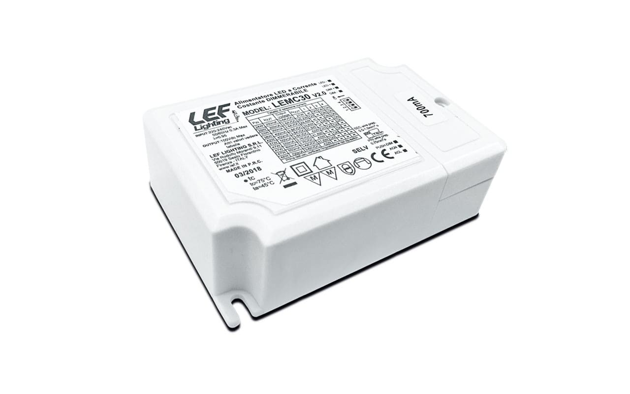 LEF LIGHTING - ALIMENTATORE LED MULTICORRENTE 250/300/350/400/450/500/550/600/650/700mA 21÷42