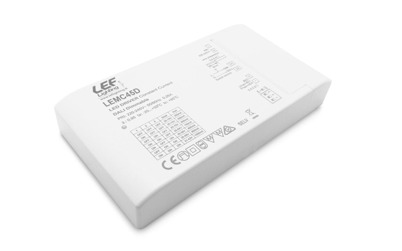 LEF LIGHTING - ALIMENTATORE LED DRIVER 350÷1050MA 24÷45W DIMMERABILE CON SEGNALE DALI/PULSAN