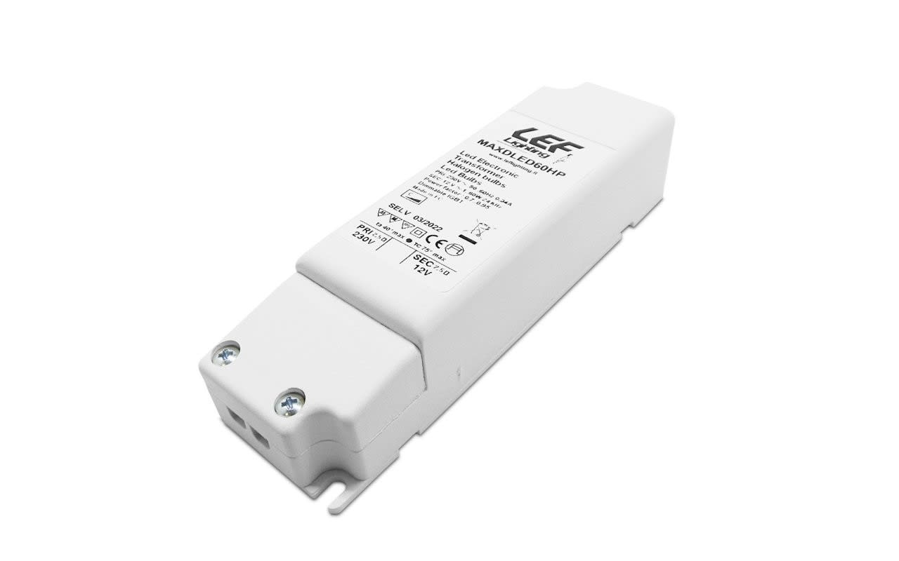 LEF LIGHTING - TRASFORMATORE ELETTRONICO PER LAMPADE ALOGENE E LED 12VAC 1-60W DIMM. TF