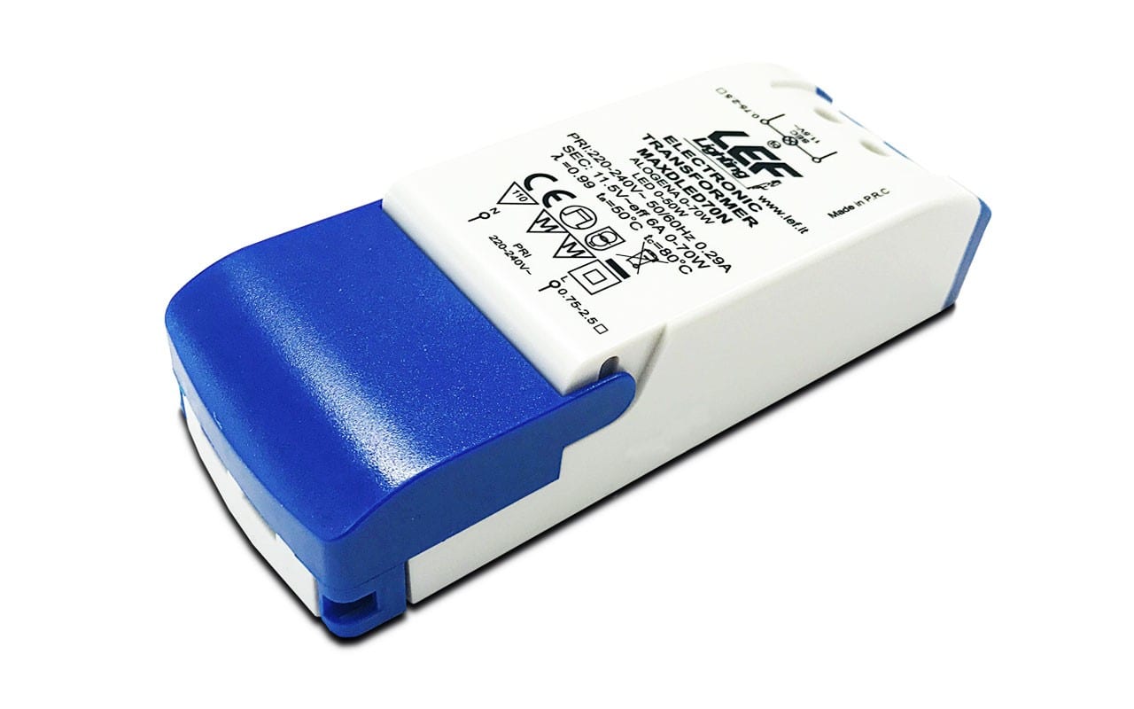 LEF LIGHTING - TRASFORMATORE ELETTRONICO x LAMPADE ALOGENE (1-70W) E LED (1-50W) 12Vac Dimmer