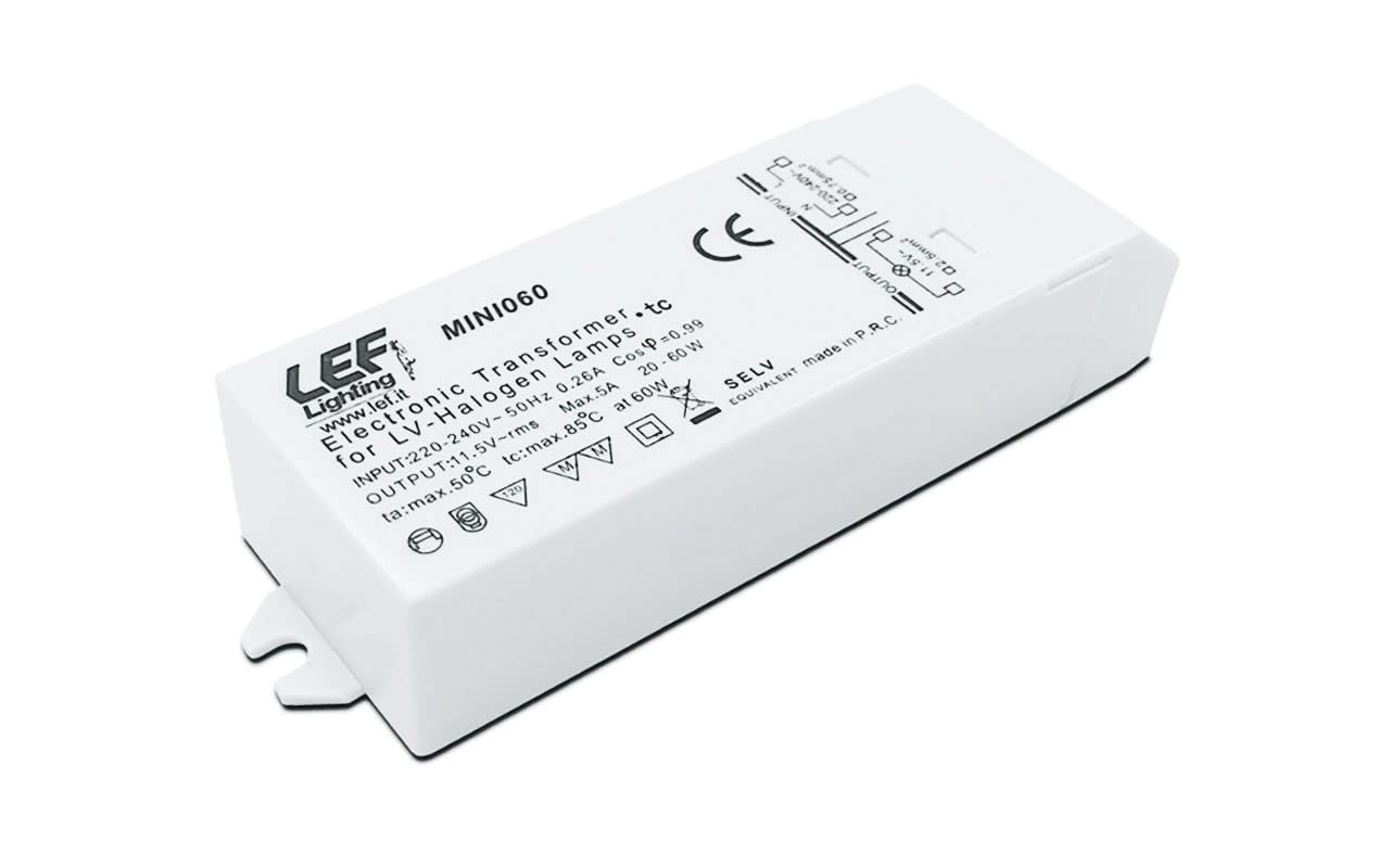 LEF LIGHTING - ALIMENTATORE ELETTRONICO x LAMP. ALOGENE 12Vac 35-105W Dimmerabile Taglio fase