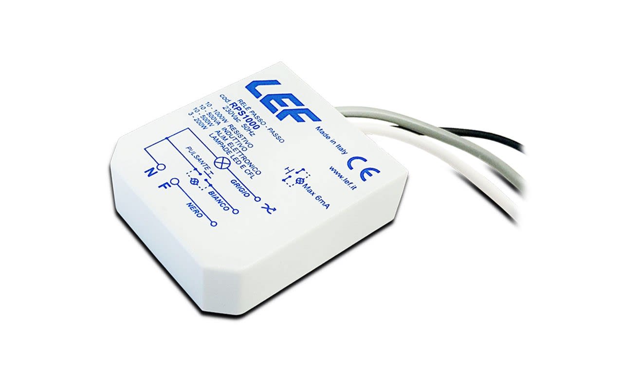 LEF LIGHTING - RELE' PASSO-PASSO ELETTRONICO SILENZIOSO (max 1000W) 3 FILI Comandabile PUSH RPS1000