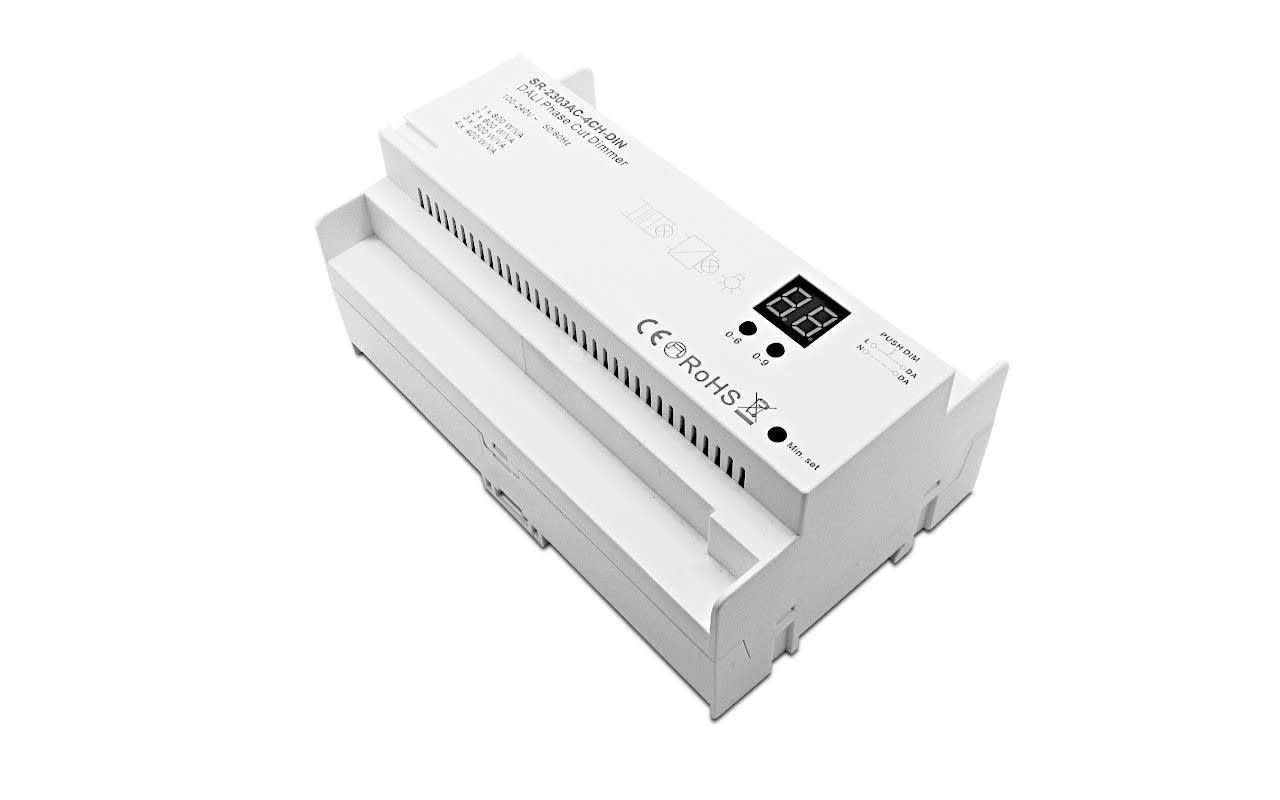 LEF LIGHTING - VARIALUCE UNIVERSALE COMANDABILE PUSH/SEGNALE DALI 4x200W LED / 4x400W RESISTIV SR-2303AC-4CHDIN