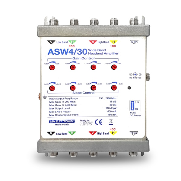 LEM ELETTRONICA - AMPLI SAT IF 30DB 4VIE WB+ALIM