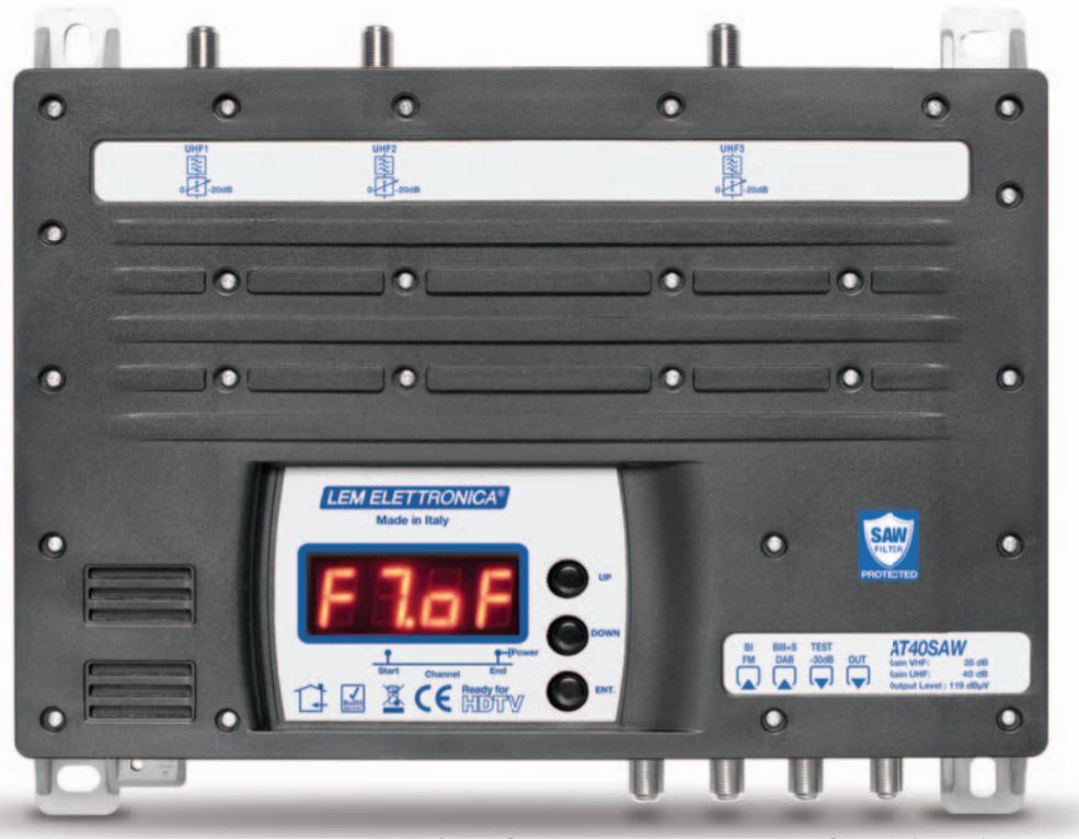 LEM ELETTRONICA - AMPL.TV TERR.PROG. 40DB 5ING 10FILTRI UH