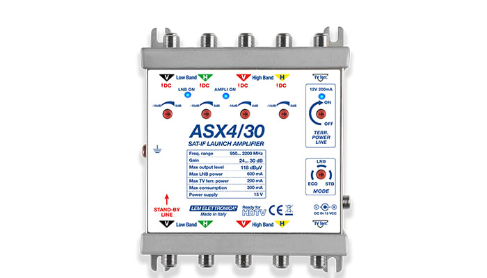 LEM ELETTRONICA - AMPLI SAT IF 30DB 5IN/5OUT + ALIMENTATOR