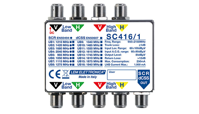 LEM ELETTRONICA - MSW DCSS 4IN/4OUT 1DER. TELE LNB