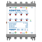LEM ELETTRONICA - Amplificatore di linea ASW4/30L Wide Band, 4 ingressi SAT (doppio Satellite LNB Wide Band) e 1 ingresso Terrestre passivo, alimentazione coassiale, guadagno (Max.32 dB) e pendenza slope regolabili