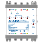 LEM ELETTRONICA - Amplificatore di testa ASX4/20 IF-SAT con 4 ingressi SAT (singolo Satellite LNB QUATTRO) e 1 ingresso Terrestre passivo, guadagno (Max. 22dB) e pendenza slope regolabili.