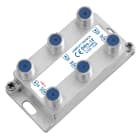 LEM ELETTRONICA - Derivatore verticale DR4-12 a 4 vie, connettori F, banda passante 5…2.400Mhz, perdita di derivazione 12dB.