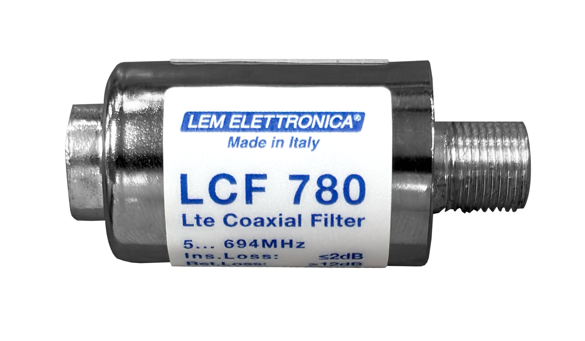 LEM ELETTRONICA - Filtro coassiale LCF780, elimina le interferenze dei segnali 4G/LTE/5G, connettore F LCF780